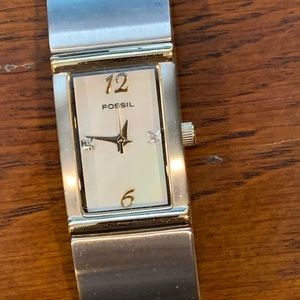 Fossil Two Tone Bracelet MOP Dial Watch ES1711